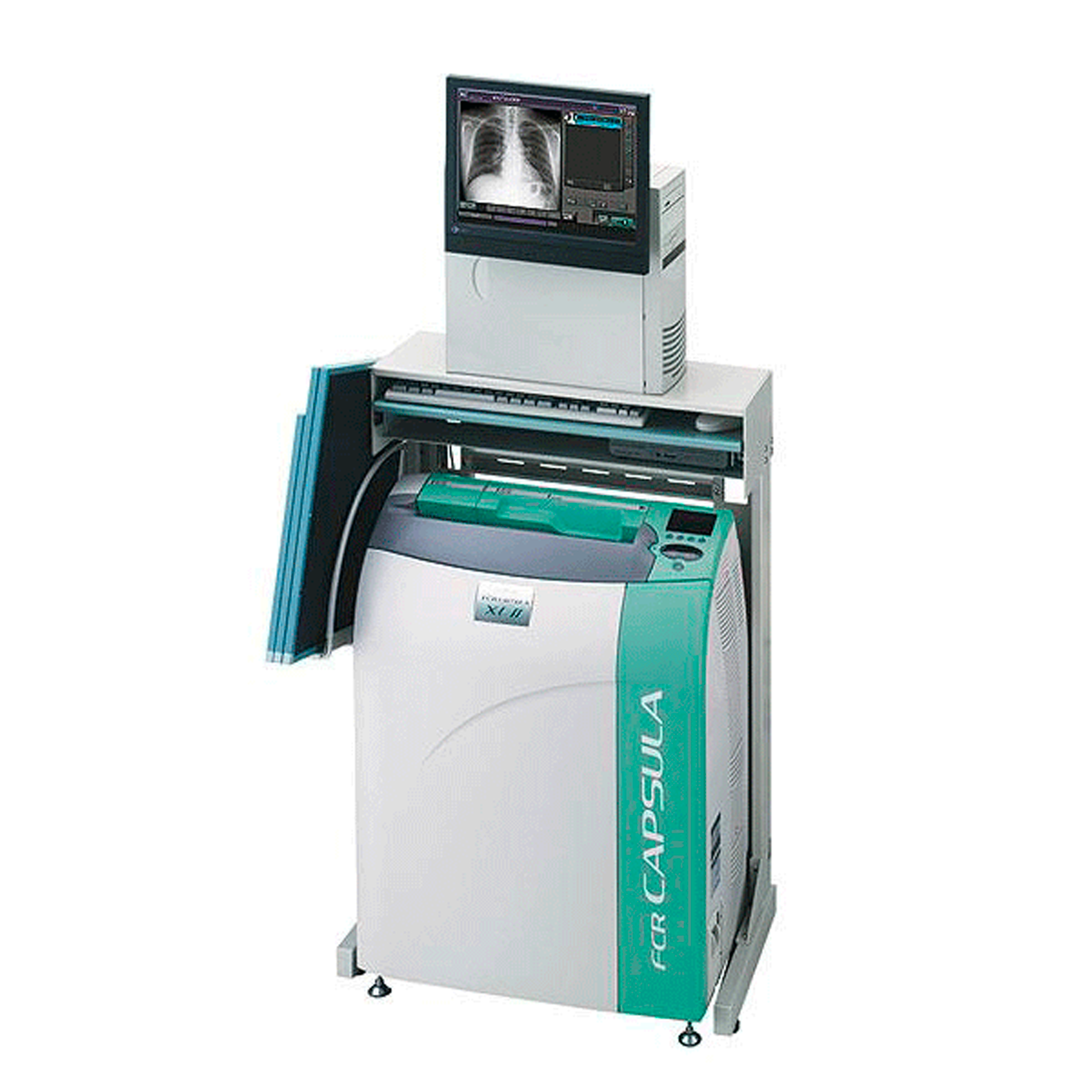 equipo digitalizador que sirve para escanear una imagen de rayos , se puede utilizar en abdomen, pecho, hueso, columna vertebral, etc...